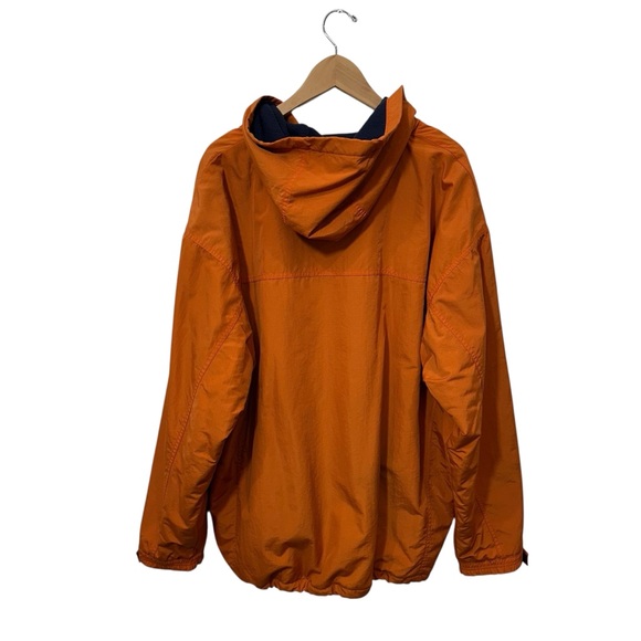 Vintage 90's Reebok Men’s Orange Windbreaker Bomber Fleece Hooded Jacket, Large - Picture 4 of 11